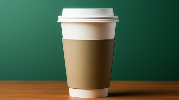 mockup of a plastic coffee cup on a background, space for text photo