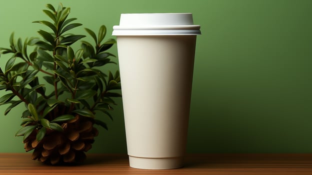 mockup of a plastic coffee cup on a background, space for text photo