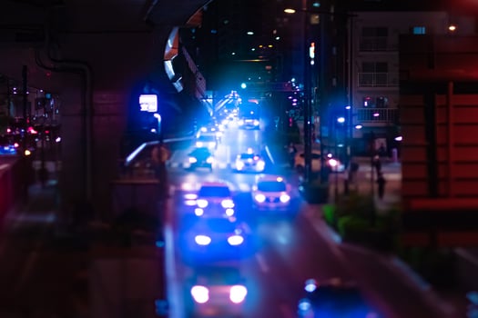 A night of the miniature traffic jam at the city street in Tokyo photo