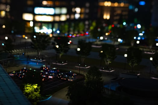 A night miniature cityscape in Marunouchi Tokyo tiltshift photo