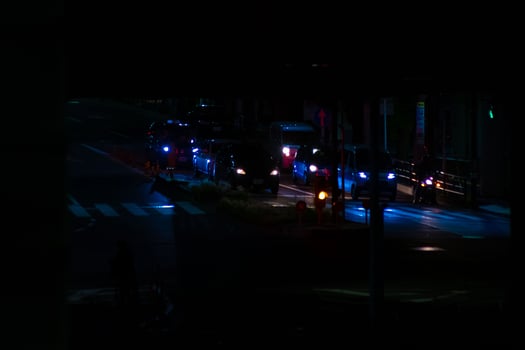 A night traffic jam at the downtown street in Tokyo long shot photo
