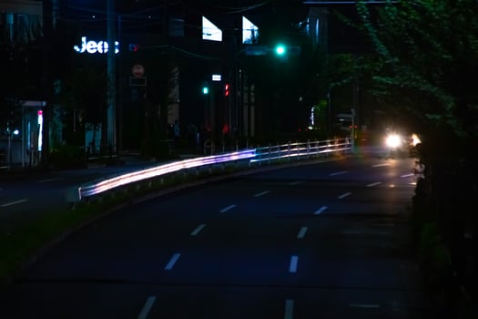 A night traffic jam at the downtown street in Tokyo long shot photo