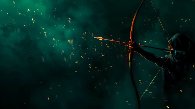 AI Generated Mystical archer in ambient light photo