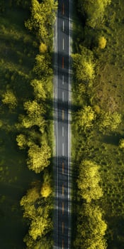 spring blossoms along the road view from above photo