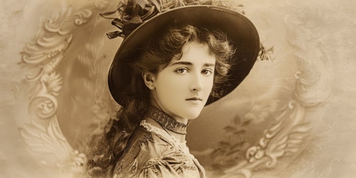 woman in dress 19th century stylization vintage photo