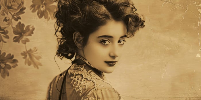 woman in dress 19th century stylization vintage photo