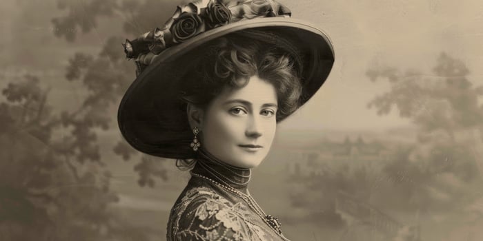 woman in dress 19th century stylization vintage photo