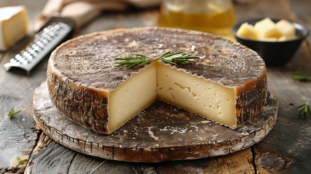 AI generated A Piece of Cheese With a Slice Cut Out photo