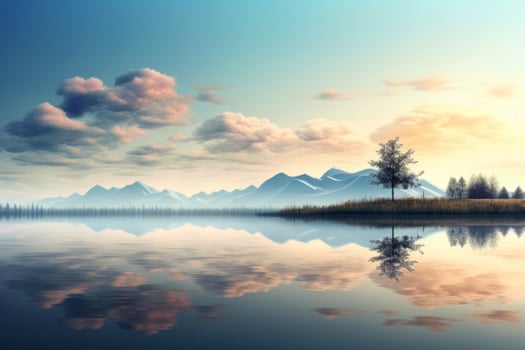AI generated Tranquil and soothing background with a calm and reflective lake. Generative AI photo