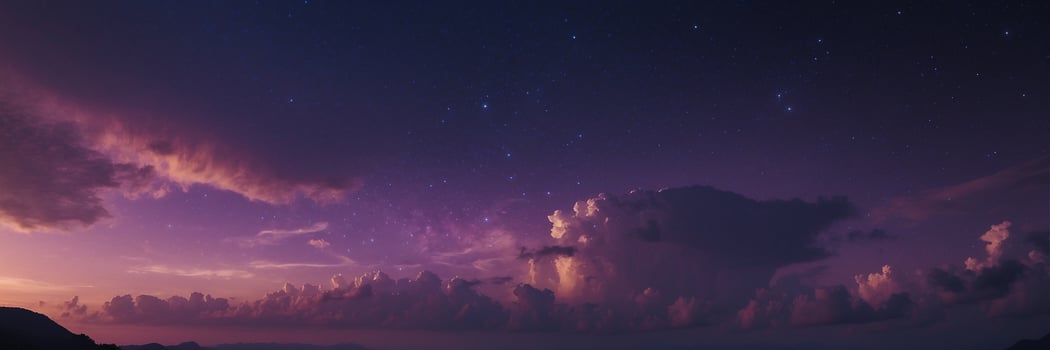 A purple sky with clouds and stars photo