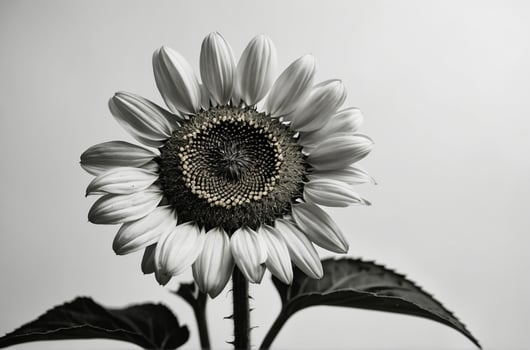 Black and white photograph of a sunflower photo
