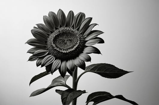 Black and white photograph of a sunflower photo