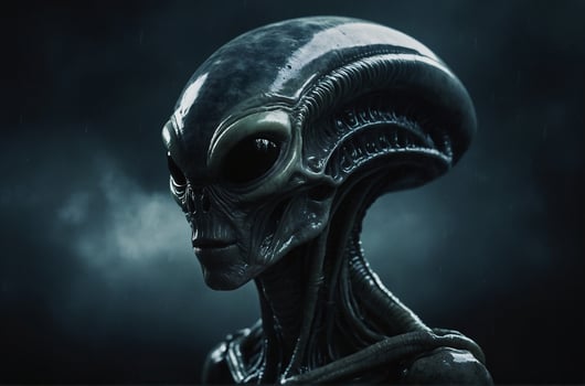 An alien head with a dark background photo