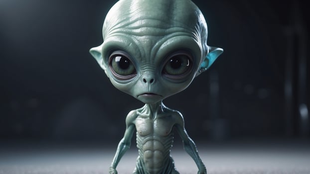 an Alien Standing in a Dimly Lit Space photo