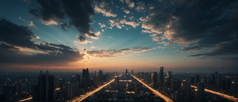 The city skyline at sunset in dubai photo