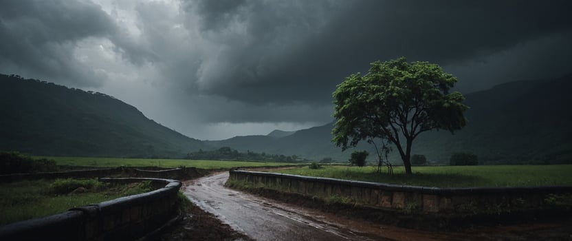 A road leading to a tree in a field photo