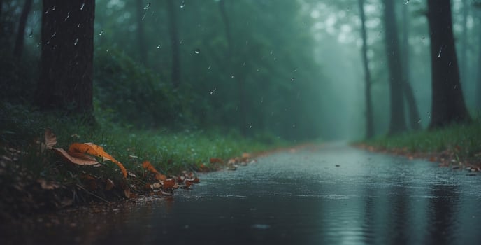 Rainy day in the forest photo
