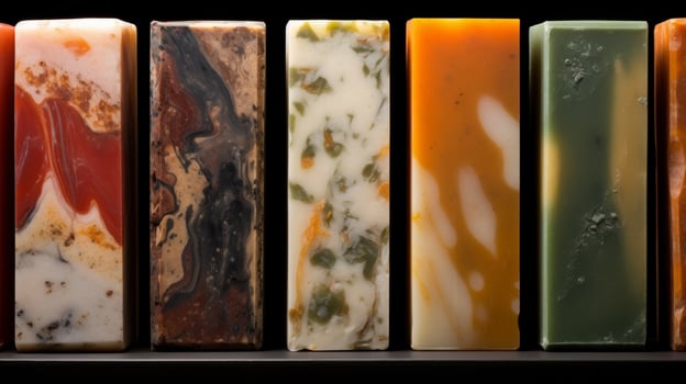 AI generated A macro image of an artisanal soap bar with natural ingredients and texture photo