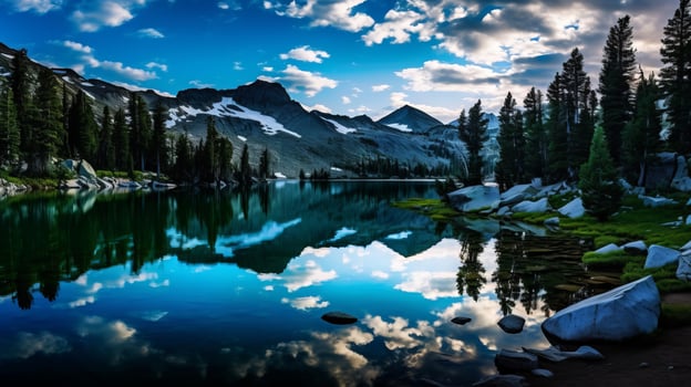AI generated Milky Way over a calm lake at night photo