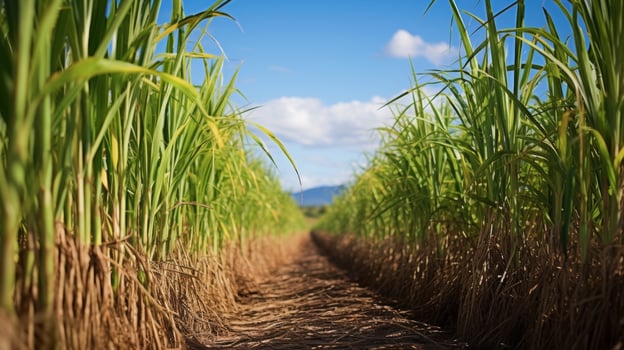 AI generated Sugar cane field ripe for harvest photo