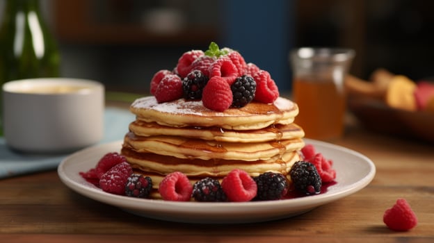 AI generated Breakfast featuring pancakes made with almond flour photo