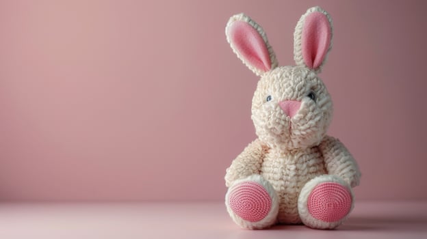 AI generated White Rabbit Sitting on Blue Table photo