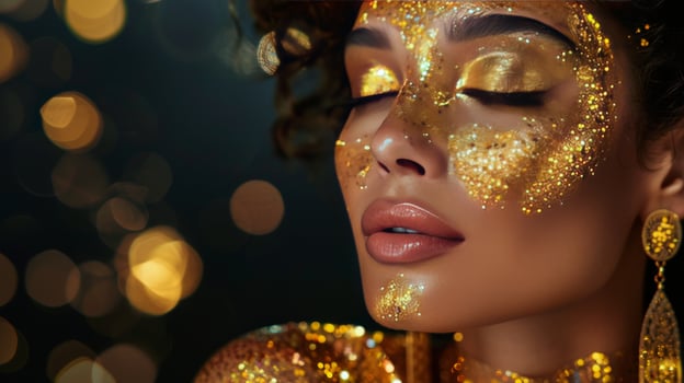 AI generated Woman With Gold Glitter on Face photo