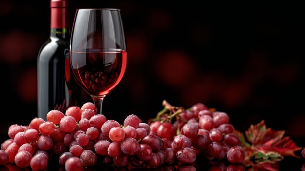 AI generated Red Wine Glass Beside Wine Bottle photo