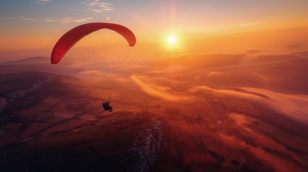 AI generated Person Paragliding in Sunset Sky photo