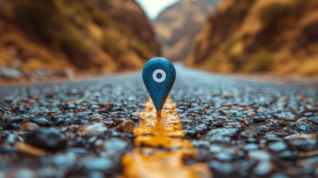 AI generated Yellow Marker on Wet Road at Night photo
