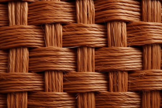 Detailed close-up view of a handwoven basket showing intricate weaving patterns and textures. photo