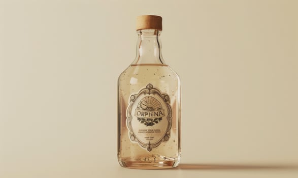 Vintage-inspired glass bottle mockup presenting a handcrafted small-batch tonic syrup with artisanal label design photo