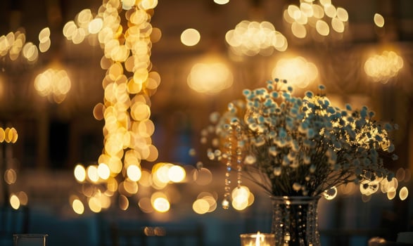 Bouquet of flower on glittering bokeh lights abstract background photo