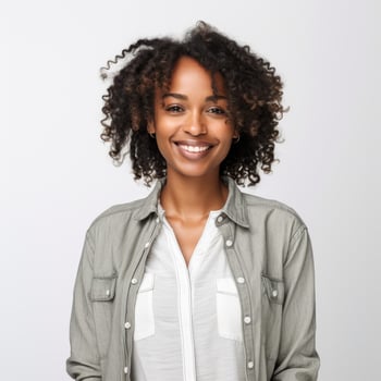 Portrait of a smiling young black woman perfect for beauty and lifestyle brands photo