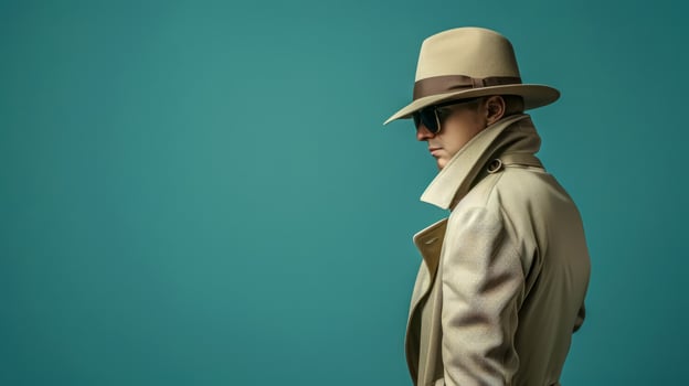 AI Generated Stylish detective in trench coat and fedora photo