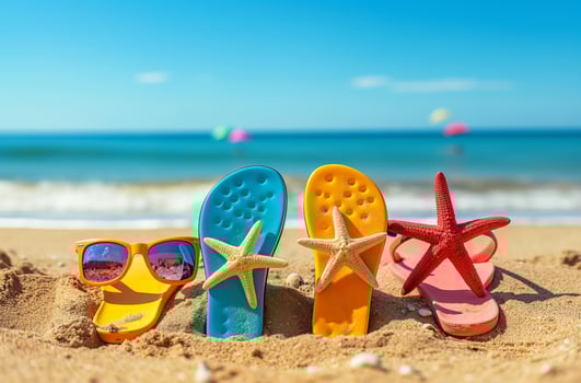 AI generated Sun sunglasses beach flip flops photo