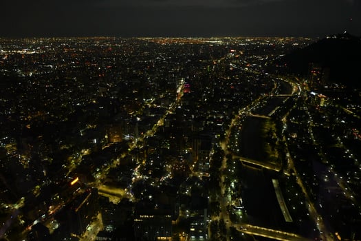 view of the city of Santiago de Chile at nigh photo