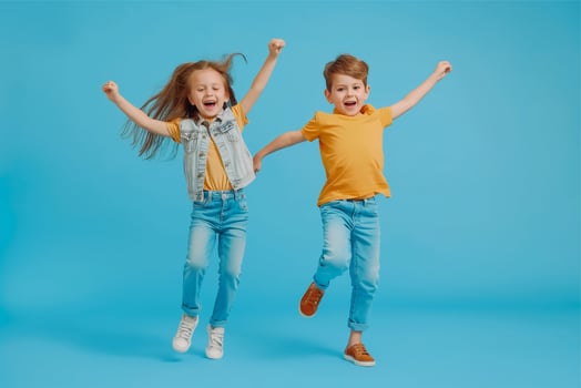 kid jumping and screaming photo