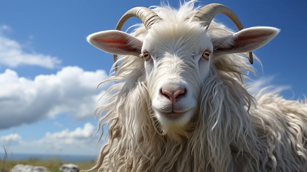 Goat animal farm on meadow grass photo