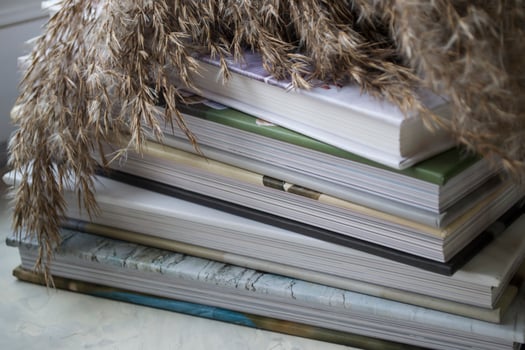 Stack of books, close up. photo