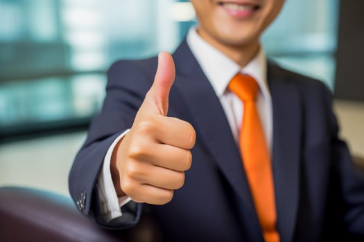 AI generated Businessman showing thumbs up, closeup photo
