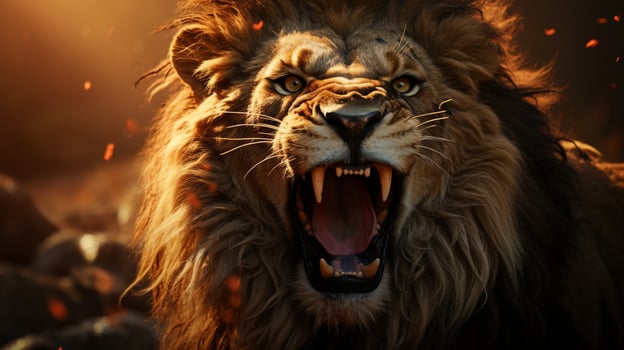 Lion howling open mouth danger animal wildlife nature forest photo