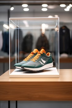 shoes on display in a store photo
