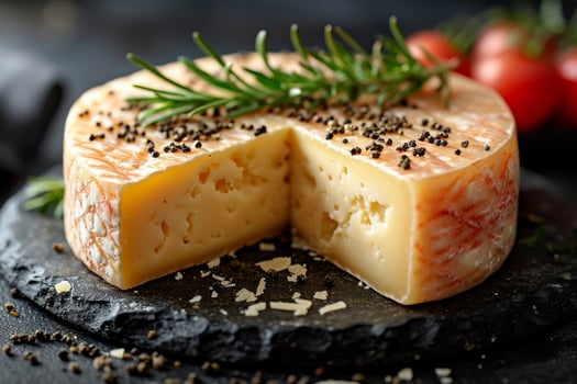 AI generated Piece of aged cheddar cheese. The most popular type of cheese photo