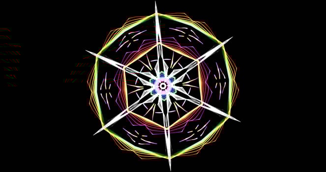 Kaleidoscopic Pattern On Dark Background In Vibrant Colors photo