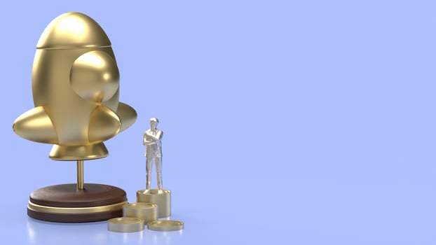 The gold rocket for Business or start up concept 3d rendering. photo