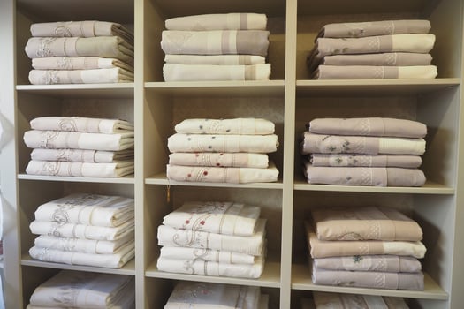 shower towels on the shelf. photo