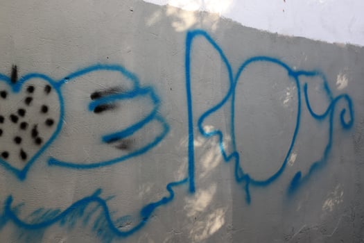 Tel Aviv Israel March 20, 2024. Colorful graffiti on the walls of houses in the city of Tel Aviv. photo