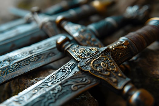 macro photo of classic sword, selective focus