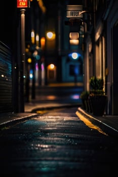 a blurry image of a street at night photo